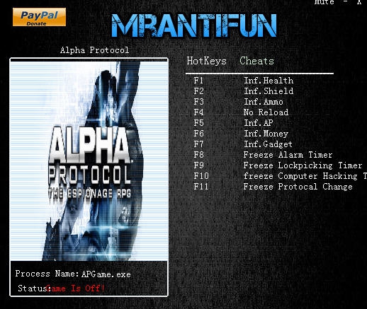 阿尔法协议十一项修改器 v3.7