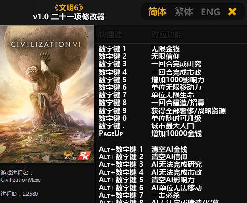文明6二十一项修改器 v3.3