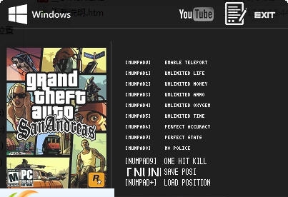 侠盗猎车手圣安地列斯十项修改器 v3.8