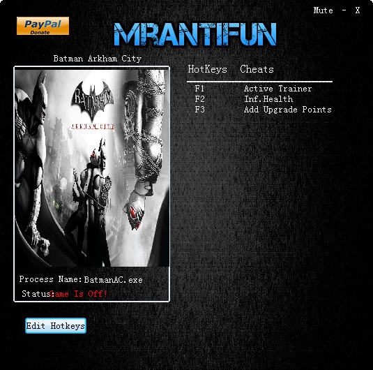 蝙蝠侠阿甘之城两项修改器 v3.7