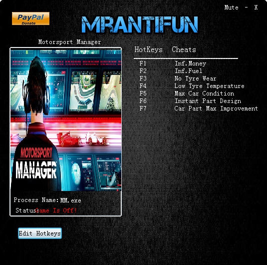 赛车经理七项修改器 v1.0.11581