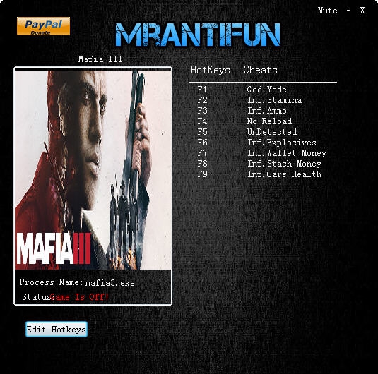 黑手党3九项修改器 v1.047