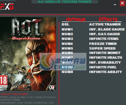 进击的巨人x64十项修改器 v3.6