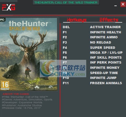 猎人荒野的呼唤十一项修改器 v3.7