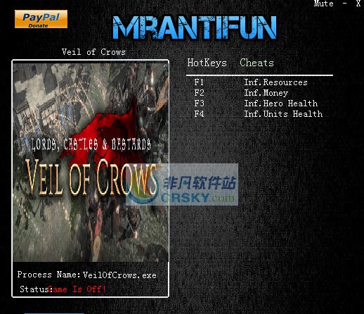 乌鸦的面纱四项修改器 MrAntiFunv1.3