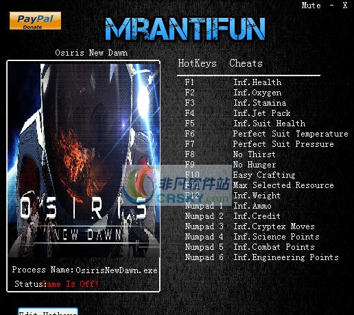 奥西里斯新黎明十八项修改器 v0.1.166