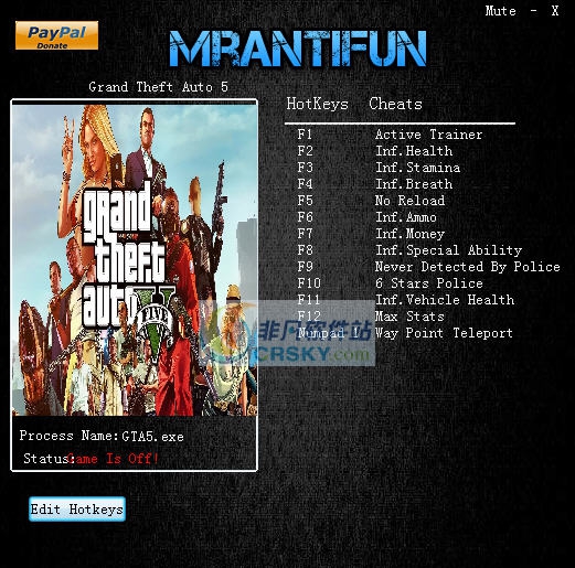 GTA5十二项修改器 v1.0.1604.10