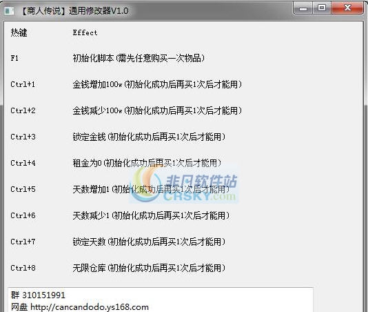 商人传说通用九项修改器 v3.5