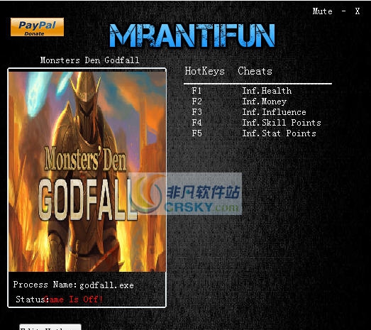 恶魔之巢上帝之陨五项修改器 v2.3