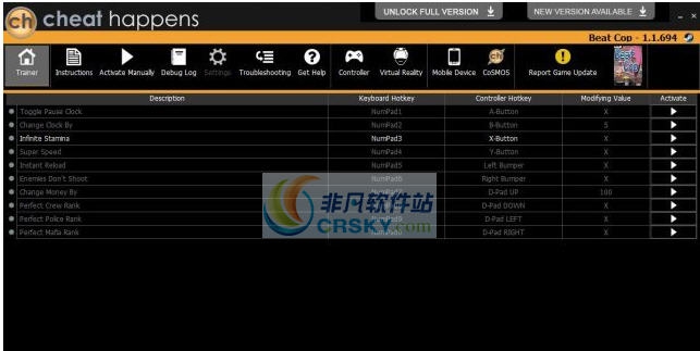 巡警Beat Cop无限耐力修改器 v3.5