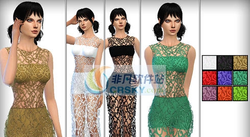 模拟人生4性感镂空勾花超长连衣裙MOD v2.4