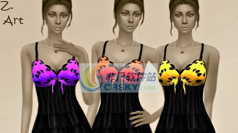 模拟人生4性感黑色白褶吊带睡裙MOD v2.5