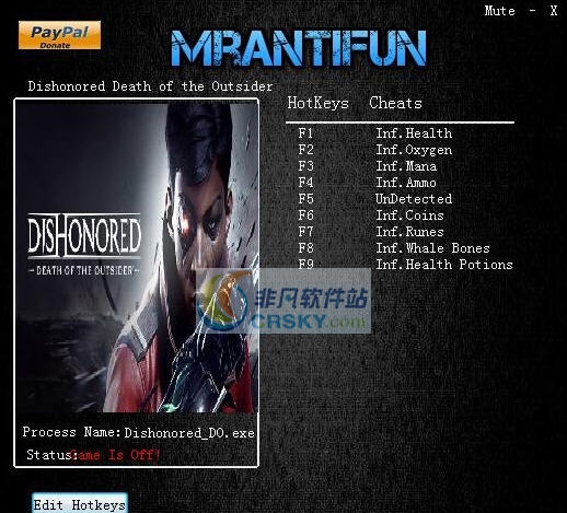 耻辱界外魔之死九项修改器 v3.7