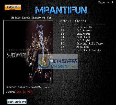 中土世界战争之影八项修改器 v3.4