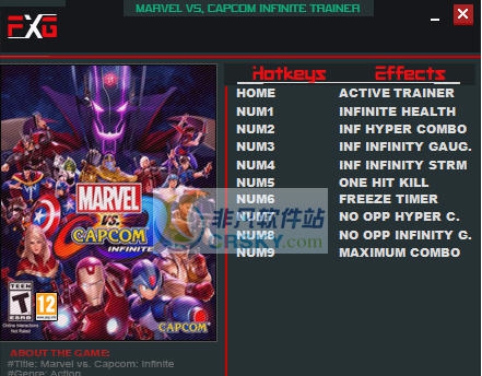 漫画英雄VS卡普空无限九项修改器 v3.5