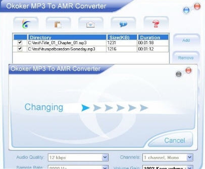 Okoker MP3 to AMR Converter v6.11