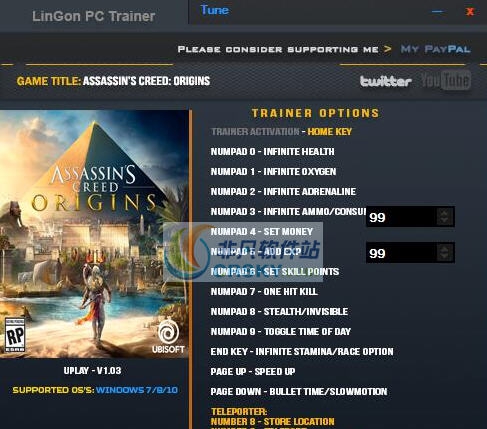 刺客信条起源十五项修改器 v1.10