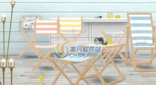 模拟人生4条纹布木质折叠椅套装MOD v2.4