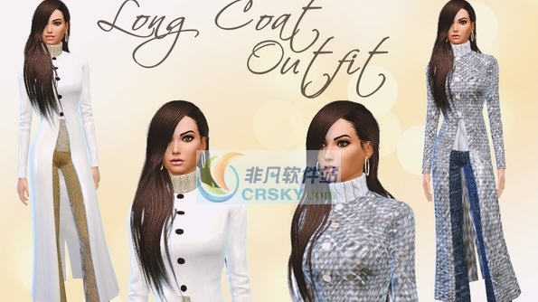 模拟人生4女士气质高领长风衣套装MOD v2.4