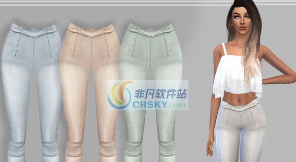 模拟人生4女士褶皱休闲紧身裤MOD v2.4