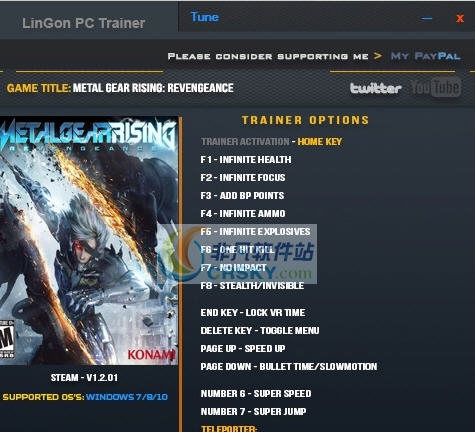 合金装备崛起复仇二十一项修改器 v3.7