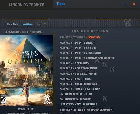 刺客信条起源十八项修改器 v3.5