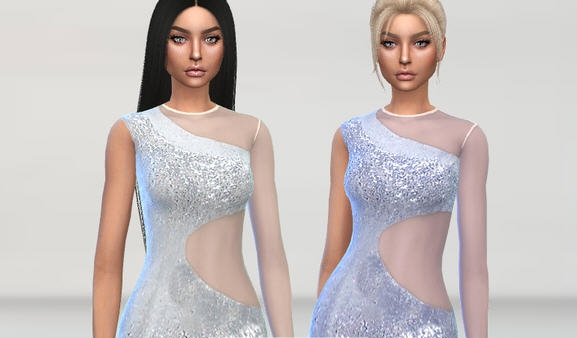 模拟人生4女士单肩侧透连衣短裙MOD v2.6