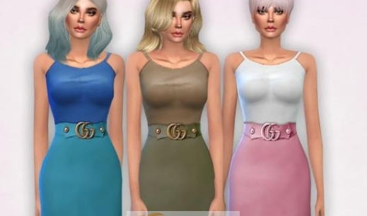 模拟人生4女士吊带背心束腰羊毛连衣短裙MOD v2.5