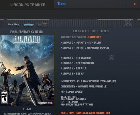 最终幻想15试玩版十二项修改器 v3.5