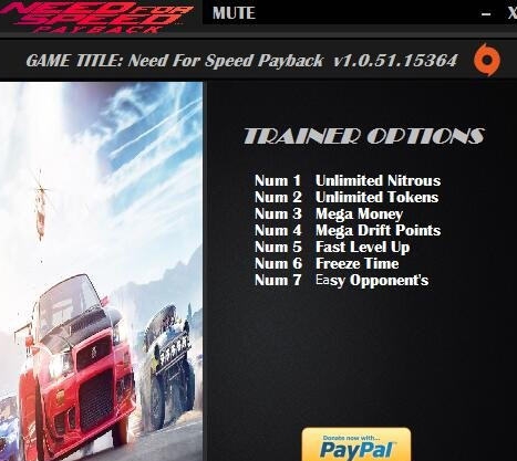 极品飞车20七项修改器 v1.0.51.15372