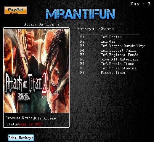 进击的巨人2亚/欧/日九项修改器 閸忋劎澧梫1.4