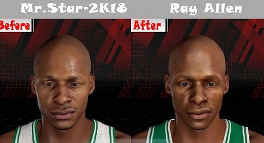 NBA2K18三巨头时期雷阿伦身形面补MOD v2.5