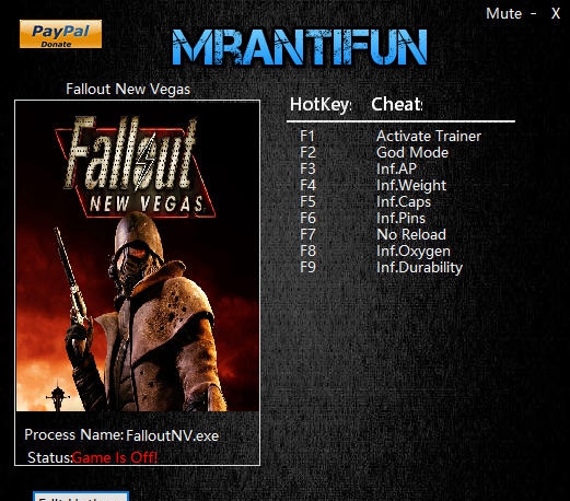 辐射新维加斯八项修改器 Steamv1.4