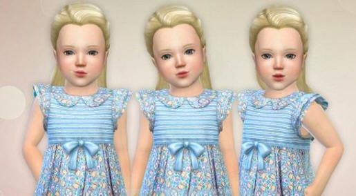 模拟人生4蓝色印花童装连衣裙MOD v2.6