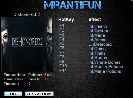 耻辱2十一项修改器 v1.77.8.12