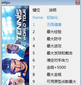 网球世界巡回赛九项修改器 v3.6