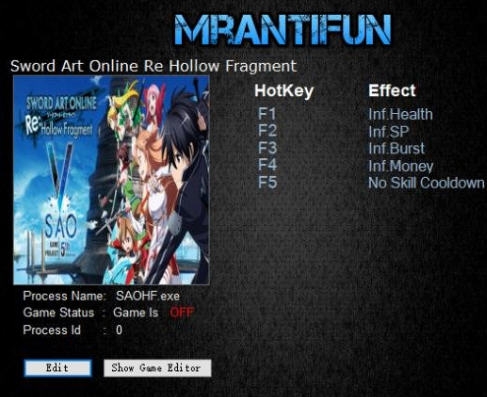 刀剑神域虚空断章五项修改器 v3.3