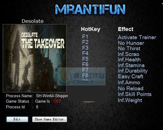荒无人烟十一项修改器 v3.4