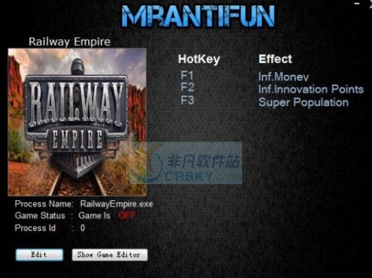 铁路帝国三项修改器 Mrantifunv1.3