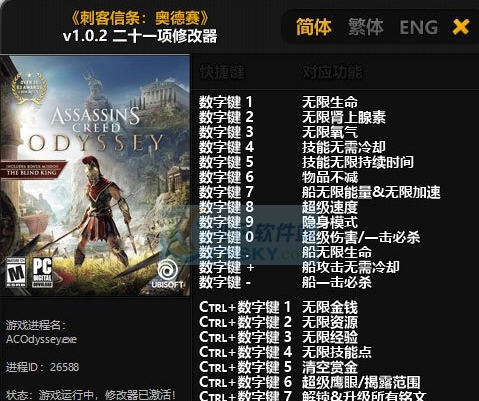 刺客信条奥德赛二十一项修改器 婵＄偛顑呭&ugrave;閿嬪閹烘瀚夐柛顐ｇ箓椤ㄦ硣1.5