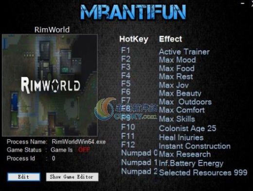 环世界B19十四项修改器 v1.0.2062