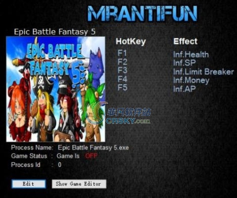 史诗战斗幻想5五项修改器 MrAntiFunv1.5