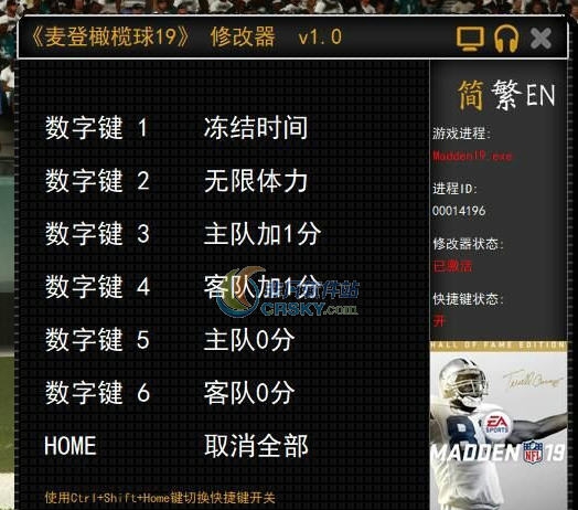 麦登橄榄球19六项修改器 v3.3
