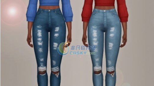 模拟人生4高腰紧身破洞牛仔裤MOD v2.5