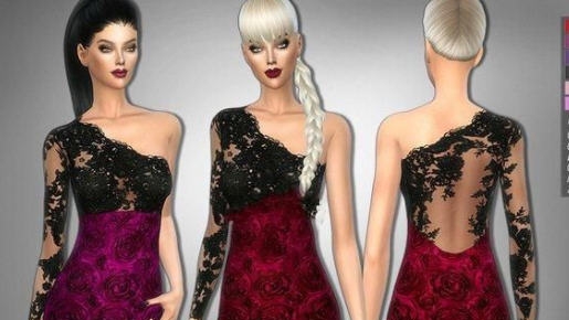 模拟人生4玫瑰蕾丝连衣裙MOD v2.4