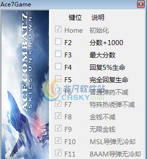 皇牌空战7未知空域十二项修改器 v3.4