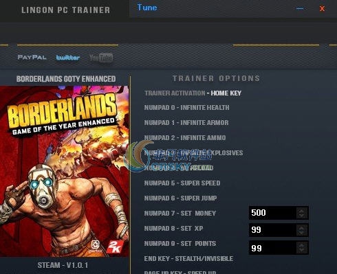 无主之地年度版十六项修改器 Lingonv1.6