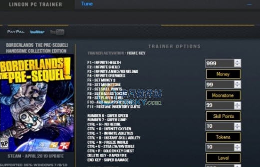无主之地年度版二十八项修改器 Lingonv1.5