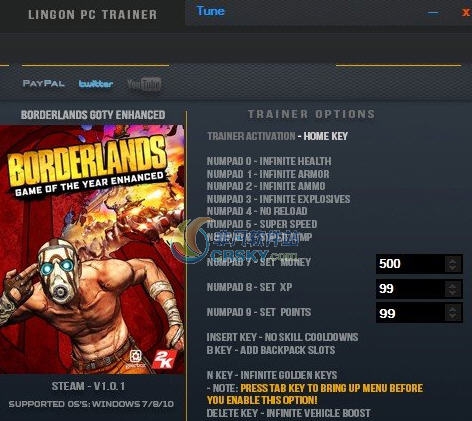 无主之地年度版十九项修改器 Lingonv1.5