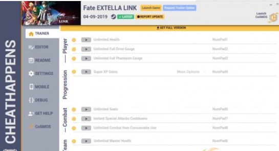 Fate/EXTELLA LINK十三项修改器 v3.8